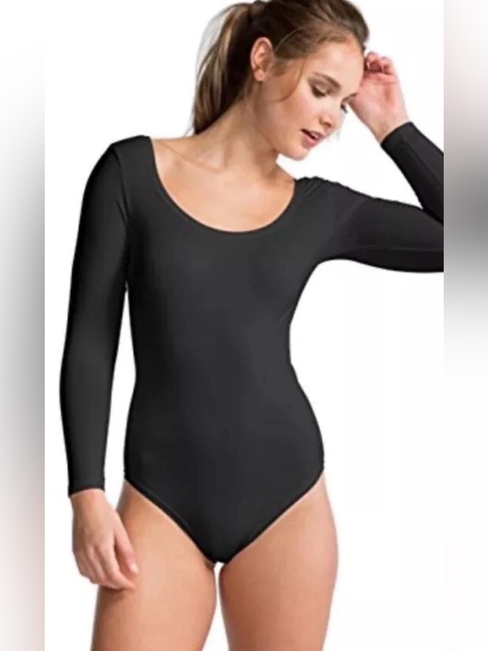 Spanx Long Sleeve Bodysuit Shapewear Foundation Leotard Black Large